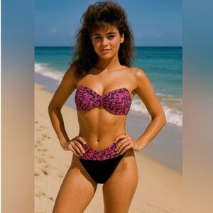 RETRO!!! 80s - 90s California Malibu Barbie Saved By The Bell 2 Piece Bikini